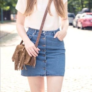 Sanctuary denim snap front skirt size 30 w/stretch blue